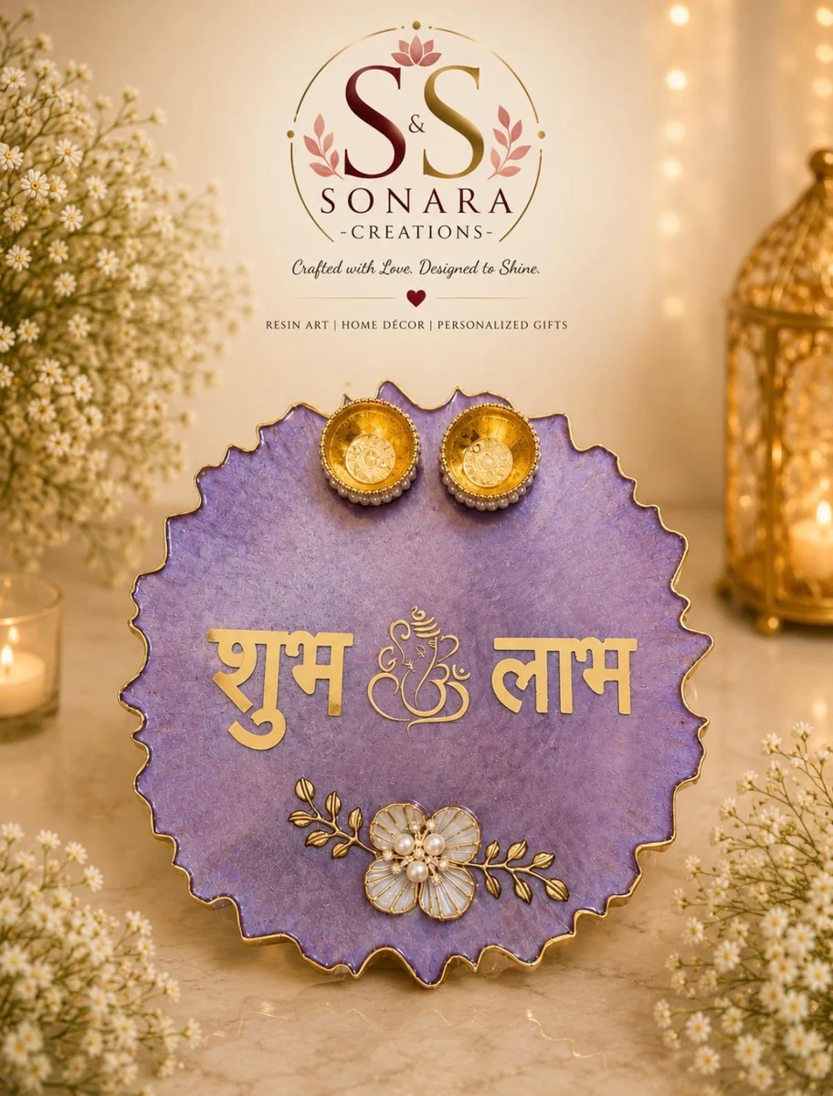 Lilac resin pooja thali