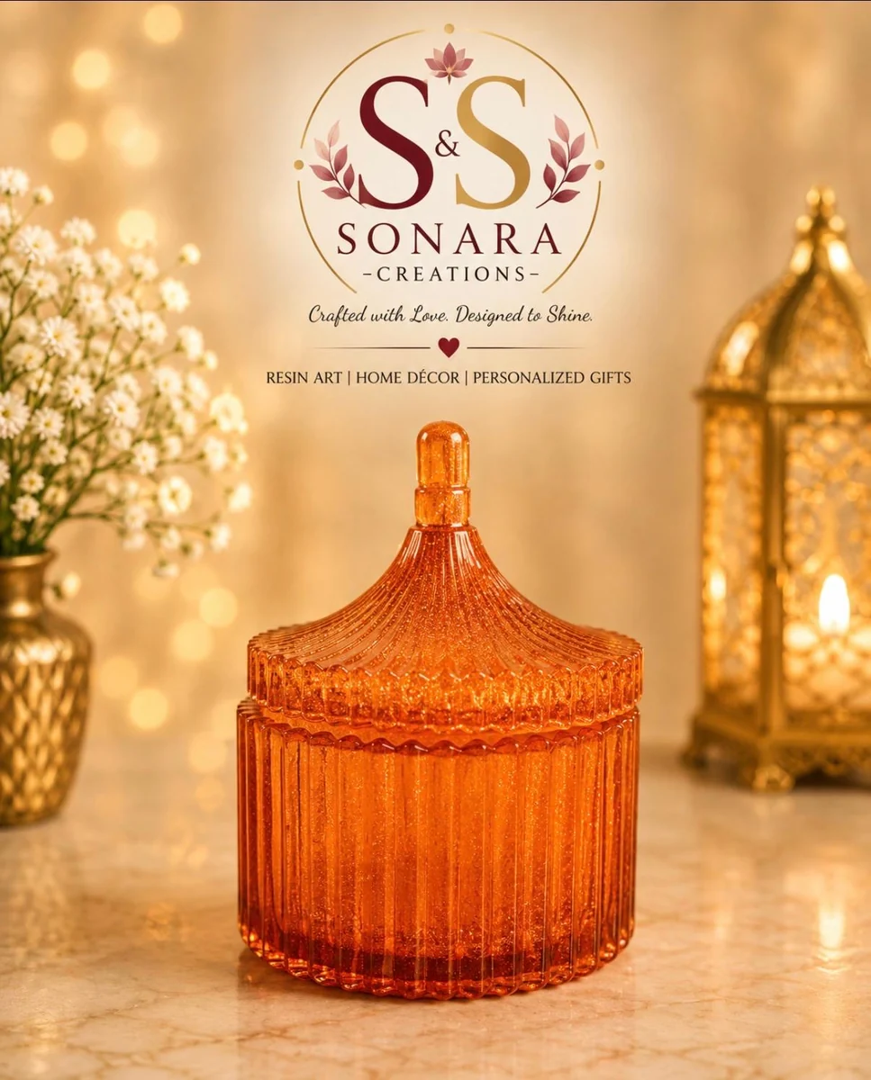 Orange ribbed resin accessory box